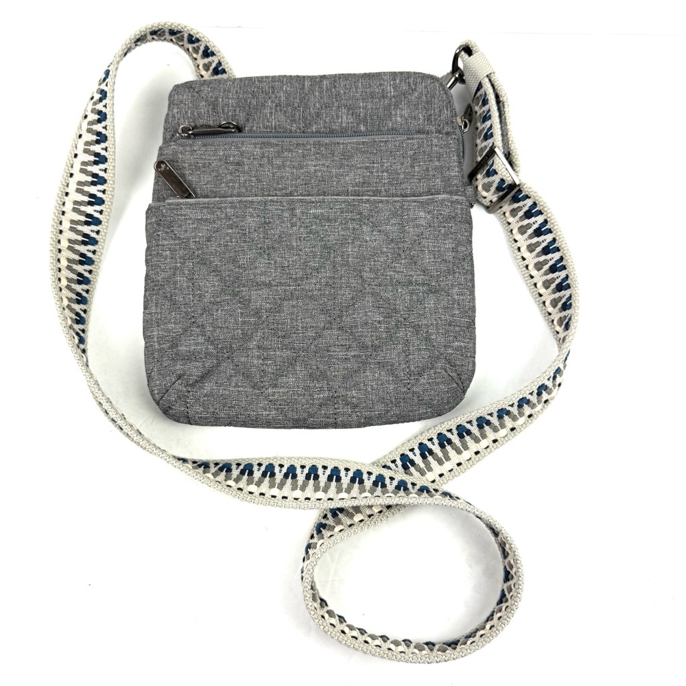 Travelon Boho Slim Crossbody‎ Bag Gray Quilted Handbag Anti Theft Brand New